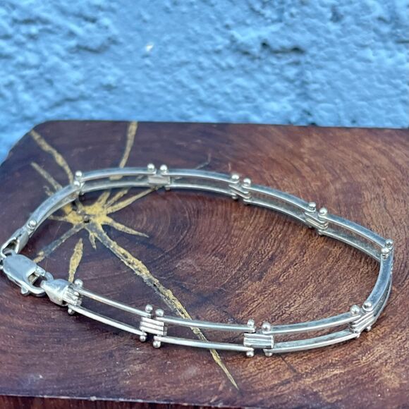 Vintage Silver Tennis Bracelet Gate Link Bracelet Vintage Modern Jewelry Gift - Picture 11 of 13